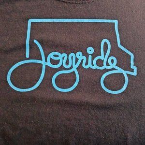 T Shirt Joyride Coffee Logo Promo Blue on Black Jerzees Adult Size L Large